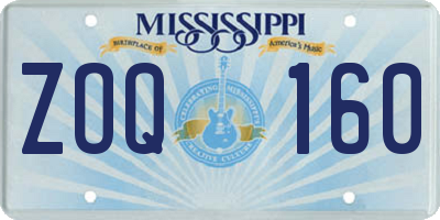 MS license plate ZOQ160
