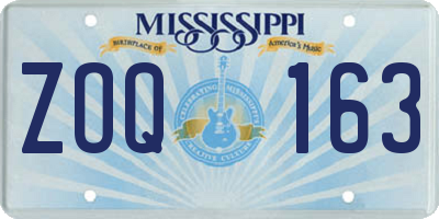 MS license plate ZOQ163