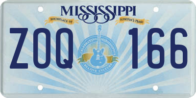 MS license plate ZOQ166