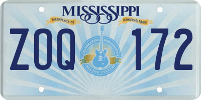 MS license plate ZOQ172