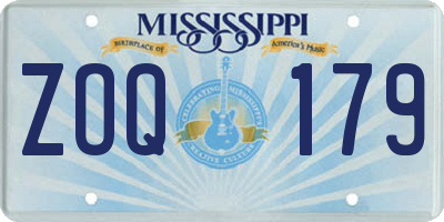 MS license plate ZOQ179