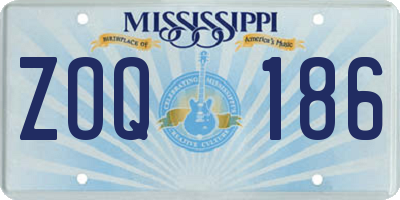 MS license plate ZOQ186