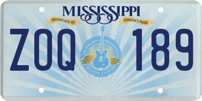 MS license plate ZOQ189