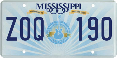 MS license plate ZOQ190