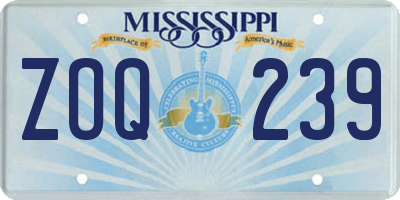 MS license plate ZOQ239