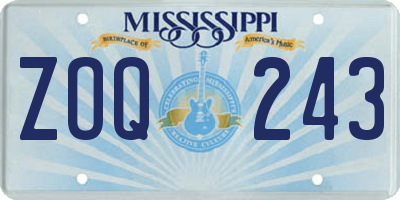 MS license plate ZOQ243