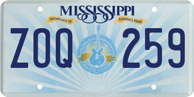 MS license plate ZOQ259