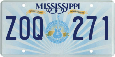 MS license plate ZOQ271