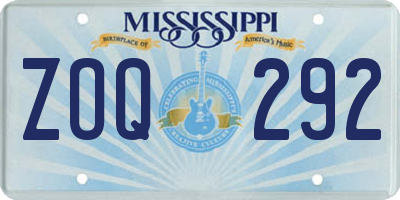 MS license plate ZOQ292