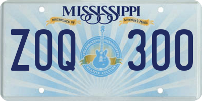 MS license plate ZOQ300