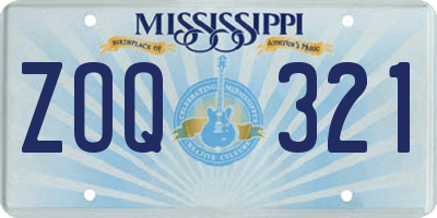 MS license plate ZOQ321