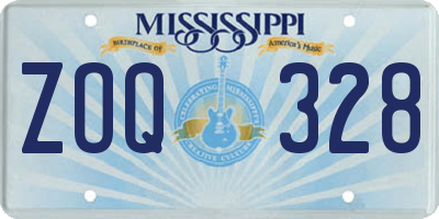 MS license plate ZOQ328