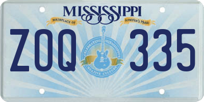 MS license plate ZOQ335