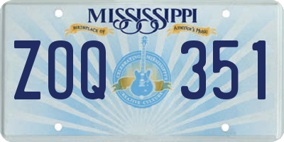 MS license plate ZOQ351