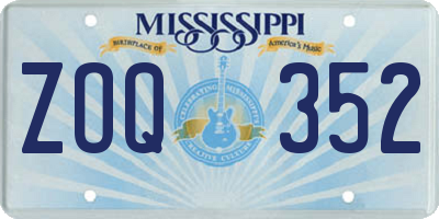 MS license plate ZOQ352