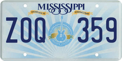 MS license plate ZOQ359