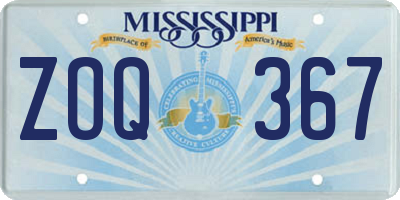 MS license plate ZOQ367