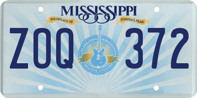 MS license plate ZOQ372