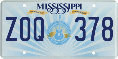 MS license plate ZOQ378