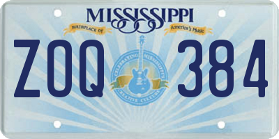 MS license plate ZOQ384