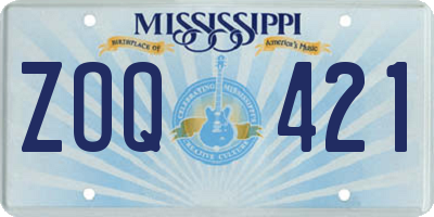 MS license plate ZOQ421