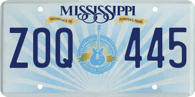MS license plate ZOQ445