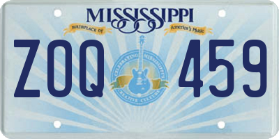 MS license plate ZOQ459