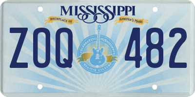 MS license plate ZOQ482