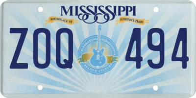 MS license plate ZOQ494