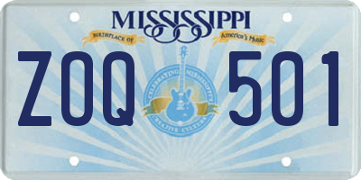 MS license plate ZOQ501