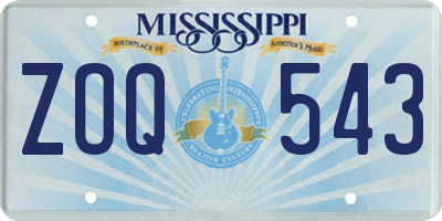 MS license plate ZOQ543