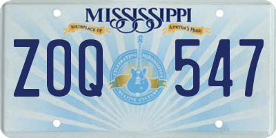 MS license plate ZOQ547