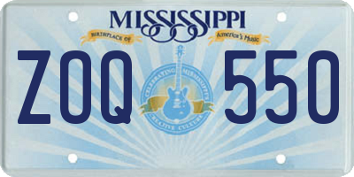 MS license plate ZOQ550