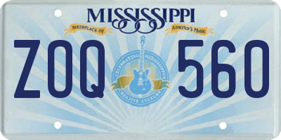 MS license plate ZOQ560