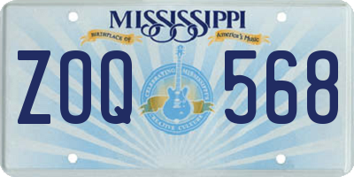 MS license plate ZOQ568