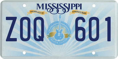 MS license plate ZOQ601