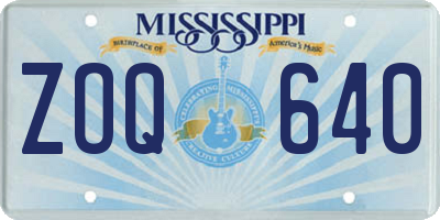 MS license plate ZOQ640