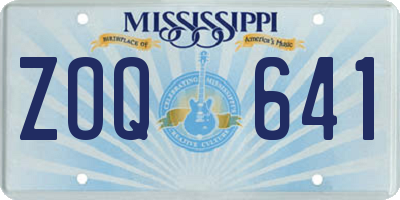 MS license plate ZOQ641