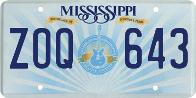 MS license plate ZOQ643