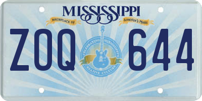 MS license plate ZOQ644