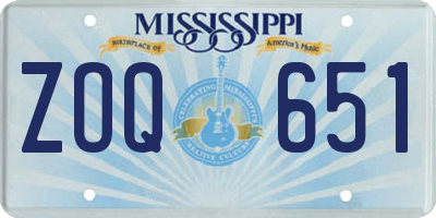 MS license plate ZOQ651