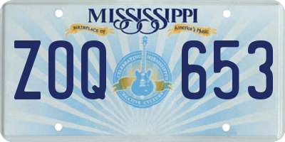 MS license plate ZOQ653