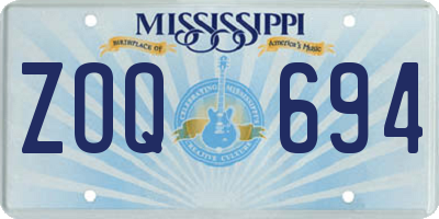 MS license plate ZOQ694