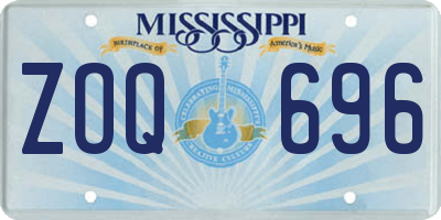 MS license plate ZOQ696