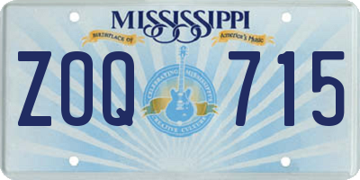 MS license plate ZOQ715