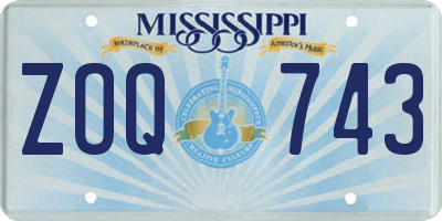 MS license plate ZOQ743