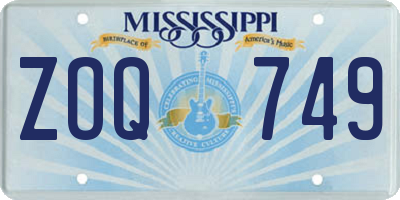 MS license plate ZOQ749