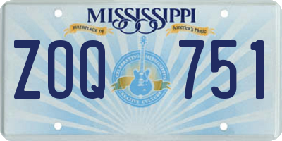 MS license plate ZOQ751