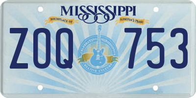 MS license plate ZOQ753