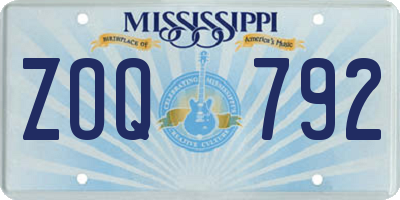 MS license plate ZOQ792